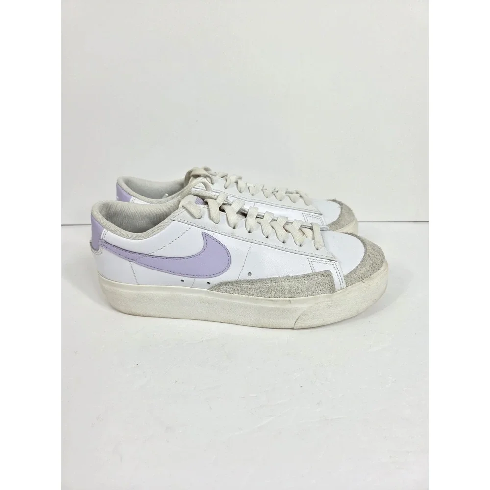 Nike Blazer Low Shoes Sneakers White / Lilac Womens 8.5 Platform Purple